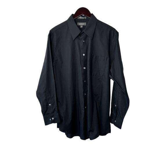 Croft & Barrow Wrinkle-Resistant Broadcloth Black Button-Up Shirt  17 32/33 - Picture 1 of 5